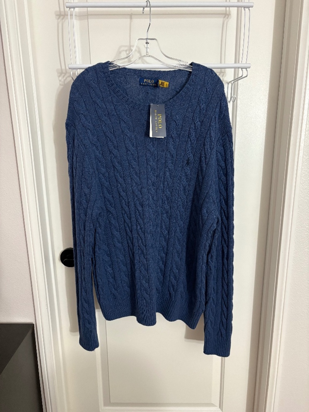 Polo Ralph Lauren Cable Knit Cotton Blue Sweater Men’s XL NWT